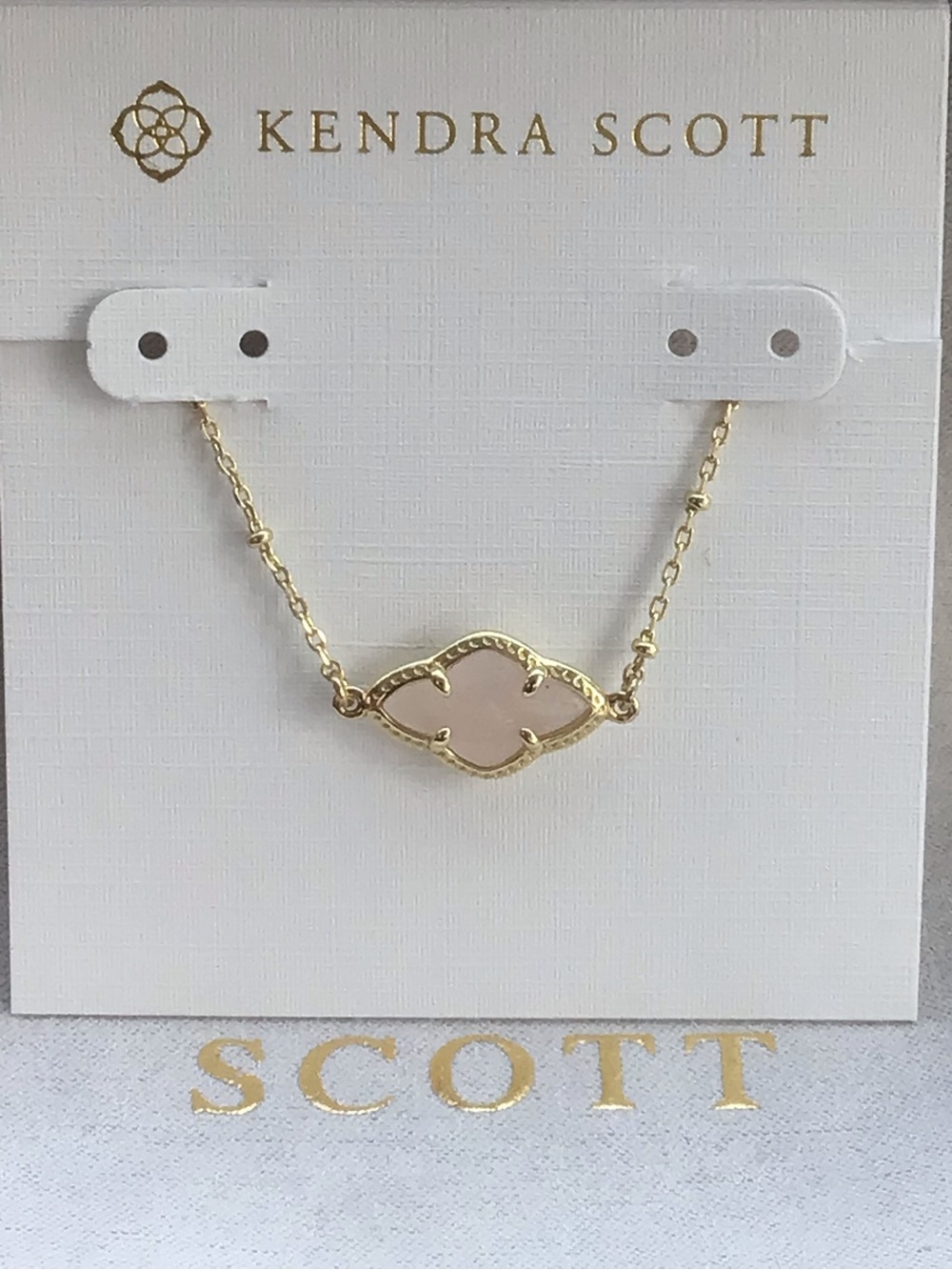 Kendra Scott Gold Necklace with Blush Pink Stone